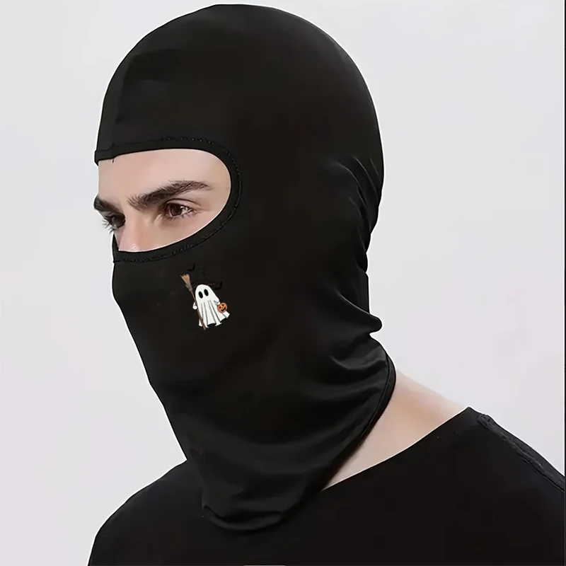 

Cute ghost print balaclava hat for men and women, windproof and warm outdoor cycling hat, breathable and comfortable