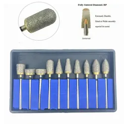 10pcs Dental HP Diamond Burs Full Sintered Diamond burs Grinding tools drill