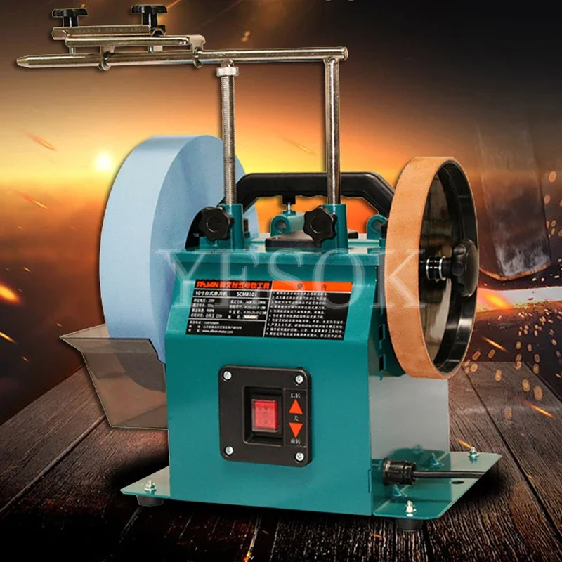 220 Mesh 10 Inch Water Cooled Knife Sharpener Low Speed Grinder 220V Electric Scissor Polishing Machine 95 RPM for Kitchen Tools