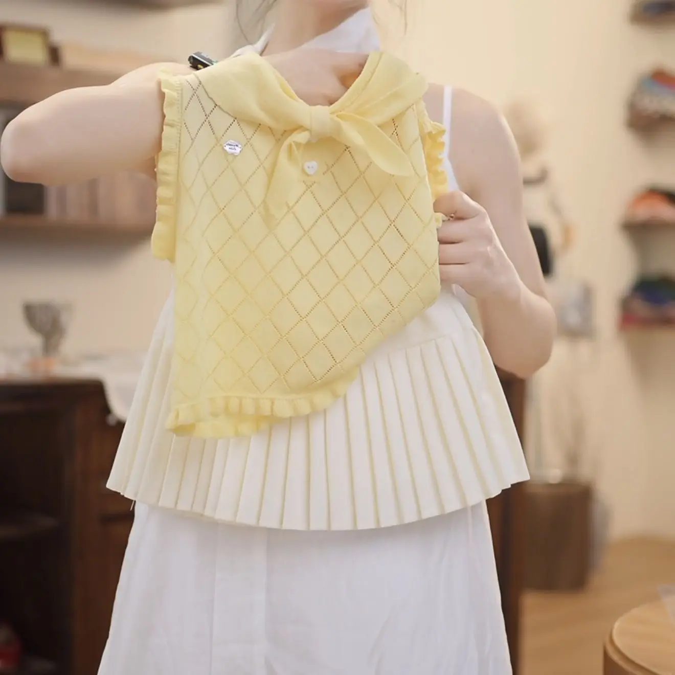 

2 Piece Set Baby Girl 2026 Summer New Sweet and Cute Knitted Vest Skirt Super Cute Fashion Kid Suit