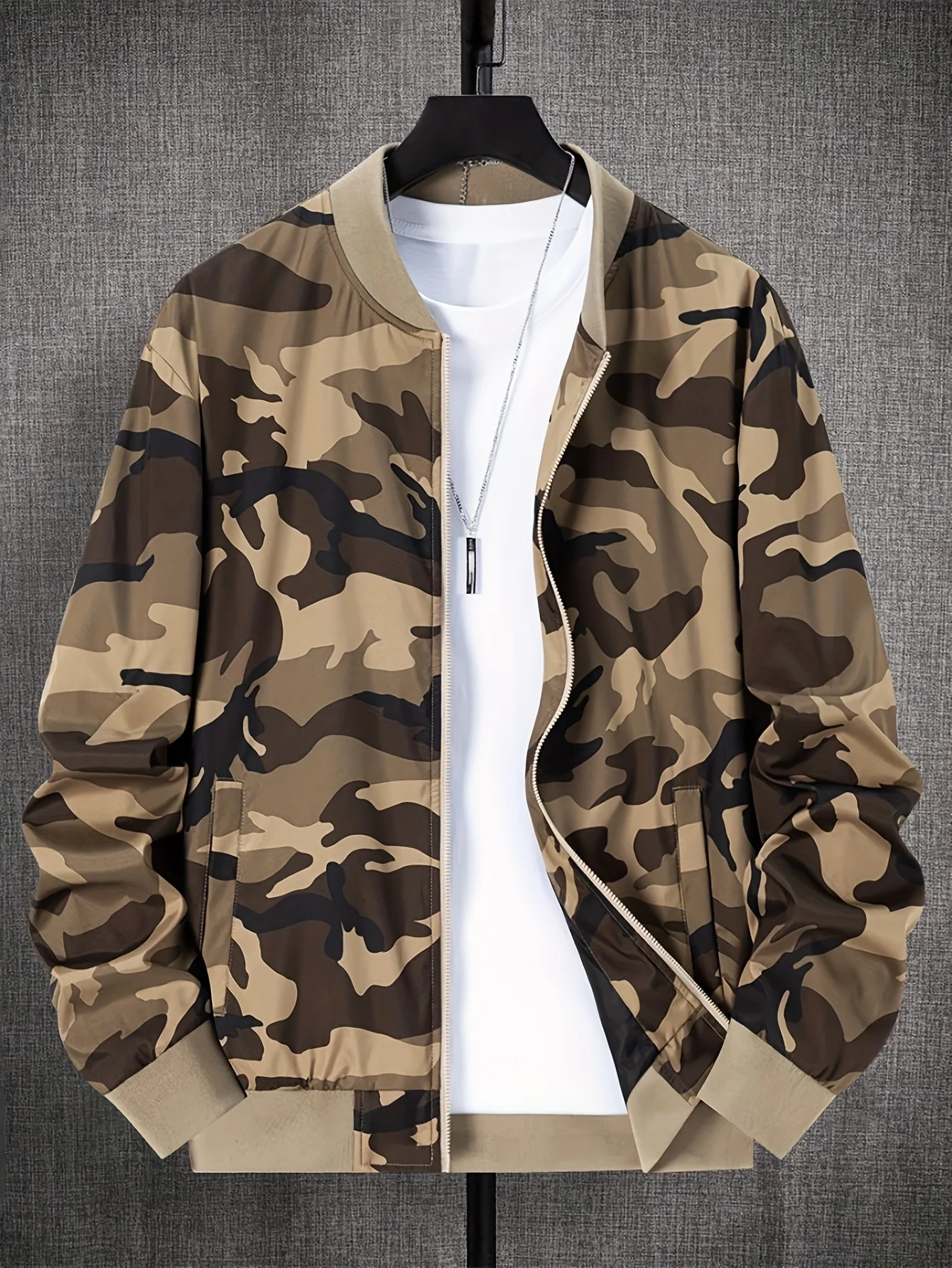 Męska kurtka kamuflażowa w stylu streetwear, kurtka sportowa