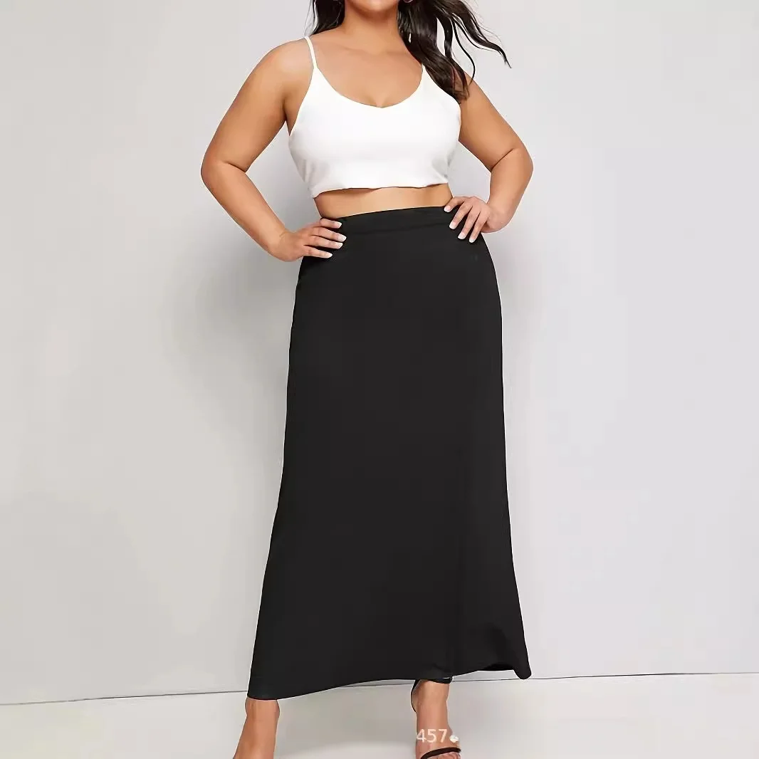 plus Size Solid Color Skirt for Women Summer Urban Leisure Joker Style Commuter Apparel