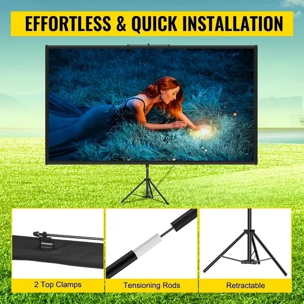 Tripod Projector Screen with Stand 80 inch 16:9 4K HD Projection Screen Stand Wrinkle-Free Height view 5