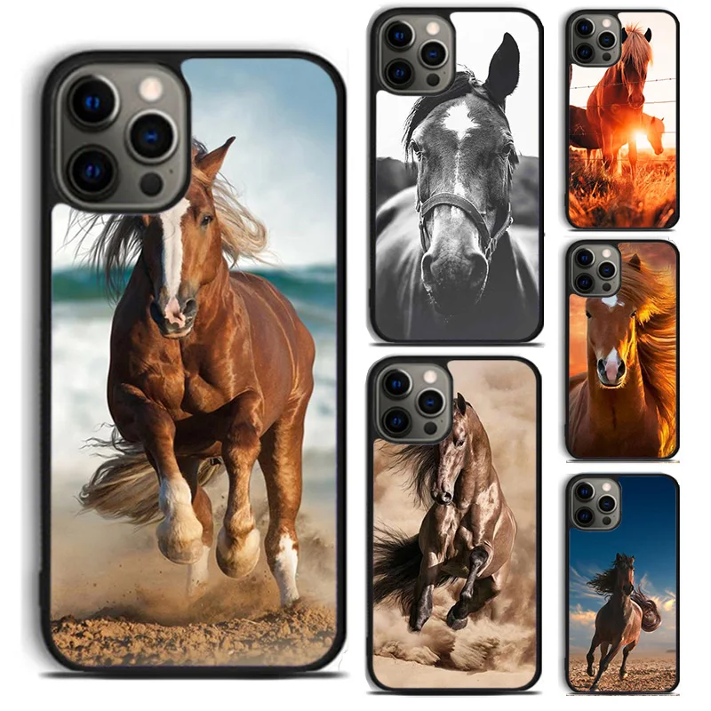 Beautiful Horses Sunset phone Case Cover For iPhone 16 15 14 Plus XR XS apple 16 11 12 13 mini Pro Max coque