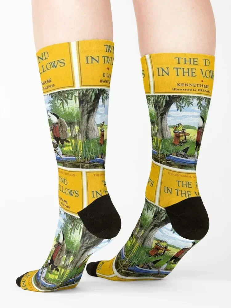 The Wind In The Willows Classic Children's Book Cover Socks moving stockings FASHION bright garter happy Men's Socks Women's