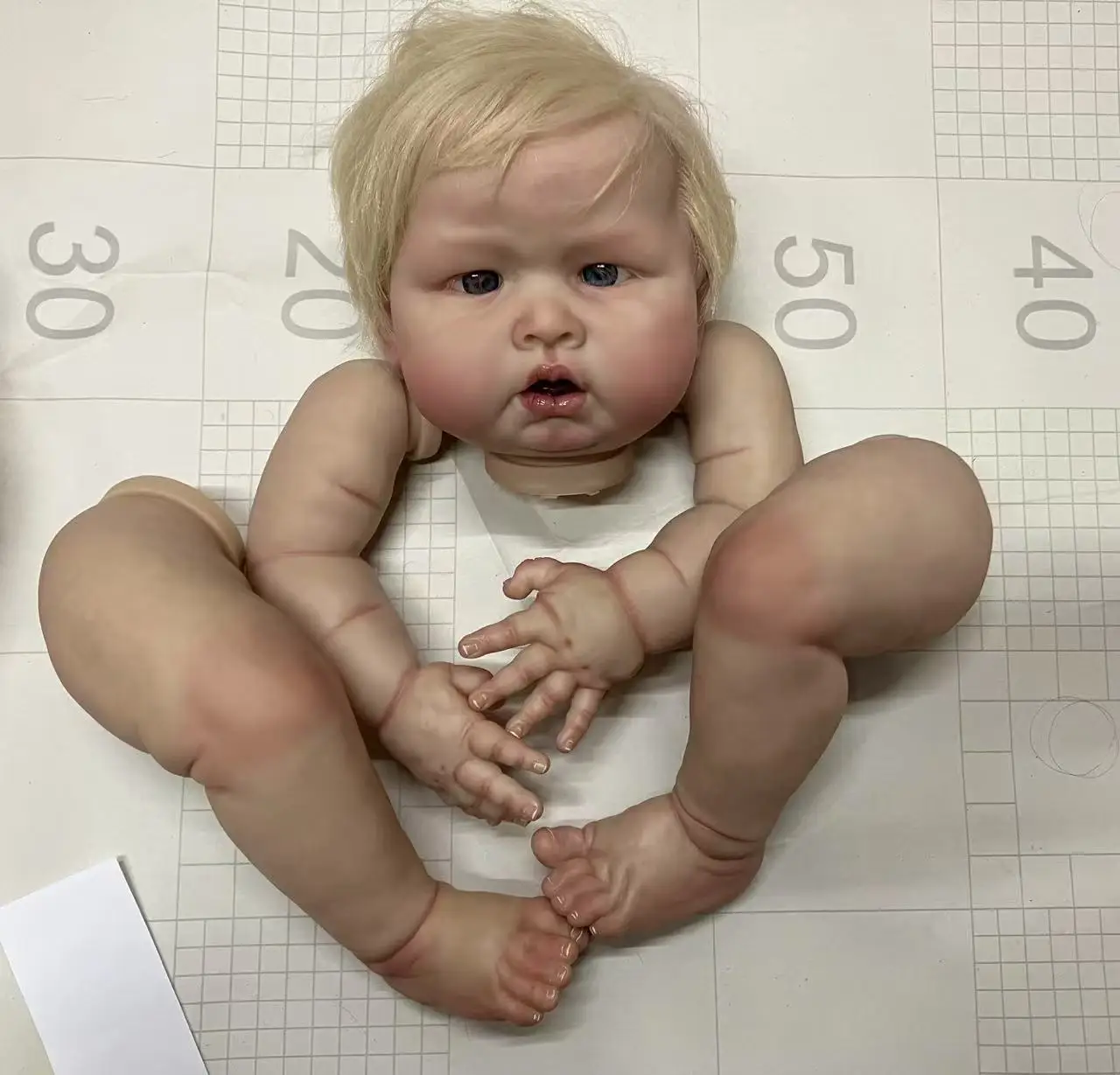 

FBBD индивидуальная ограниченная поставка 24 дюйма Reborn Baby Blue Воробей с укорененными волосами своими руками, часть с тканевым корпусом