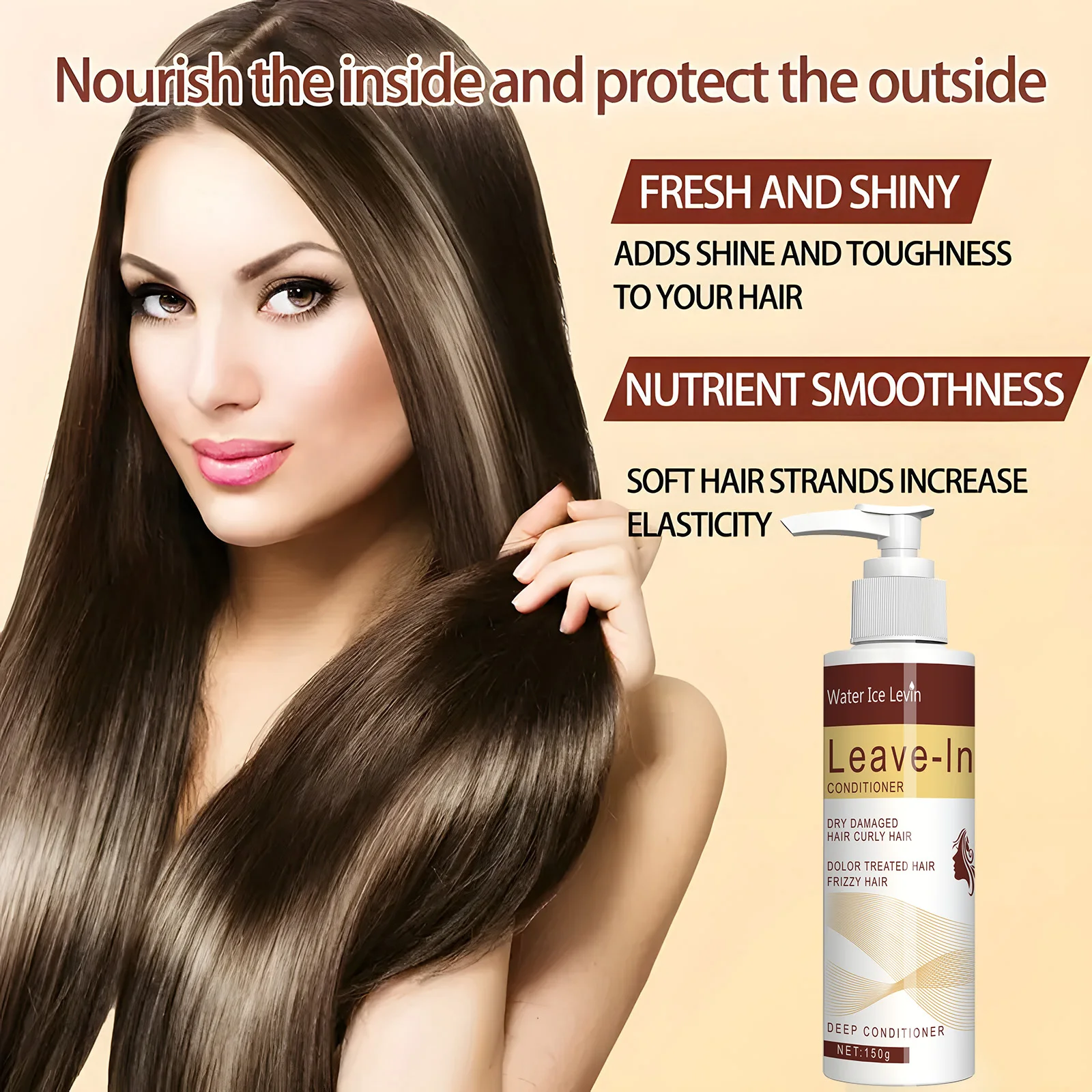 Water Ice Levin Leave-in Conditioner Hair Scalp Care Smoothing Straightening Shine Repair Damaged Hair Care New 150ML