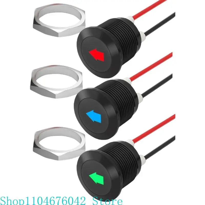 

Waterproof 12mm Metal Signal Lamp Single Arrows Symbols Car Dashes Light LED Car Turn Signal Indicators Light with Wire Leads