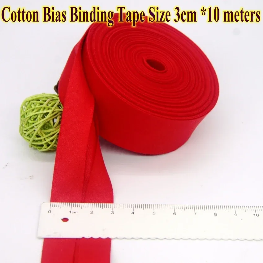 Cotton Bias Binding Tape Size 3cm *10meter  Solid Color DIY Handmade Sewing Material Bias Tape