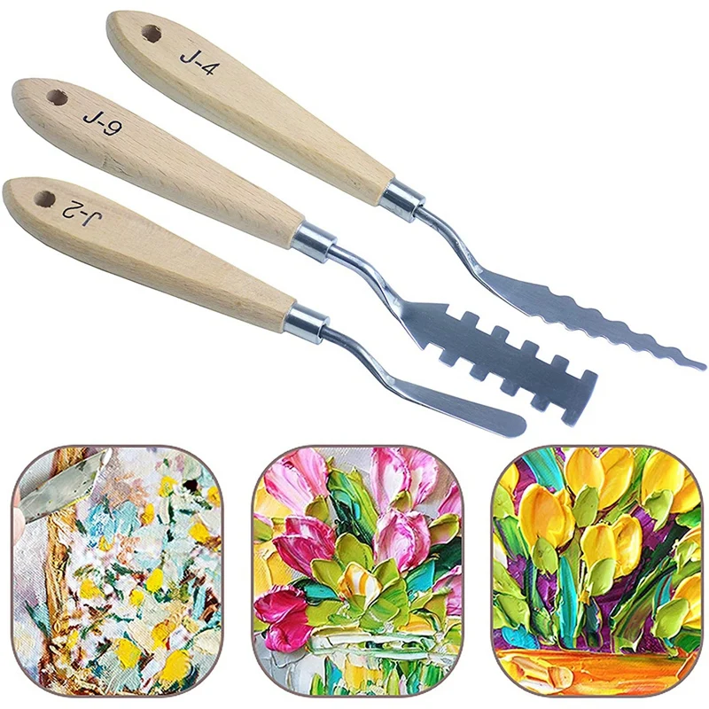 8 Sets Stainless Steel Palette Knives Wood Handle Spatula Painting Knife For Oil Canvas Acrylic Painting Tools