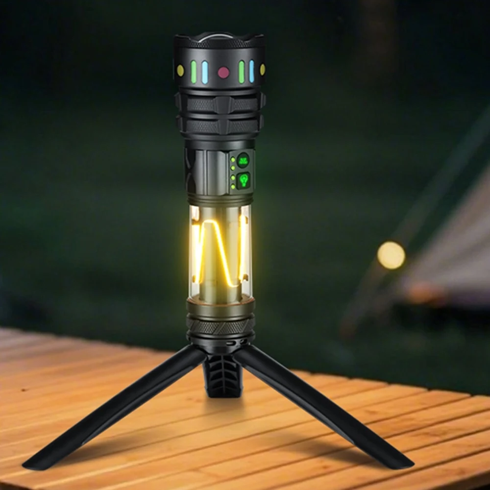 Linterna LED de haz redondo con Zoom de 30W, recargable por USB, COB para exteriores, Camping, senderismo, caza, pesca, escalada, aventura, potente antorcha