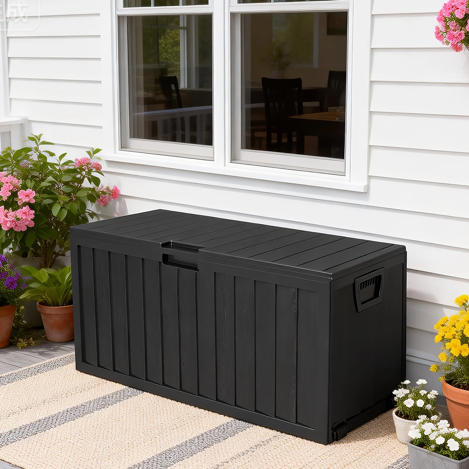 35 Gallon Large Outdoor Resin Storage Box With Lockable Lid - Heavy-Duty Deck Box For Patio Furniture Cushions, Pool Accessories view 2