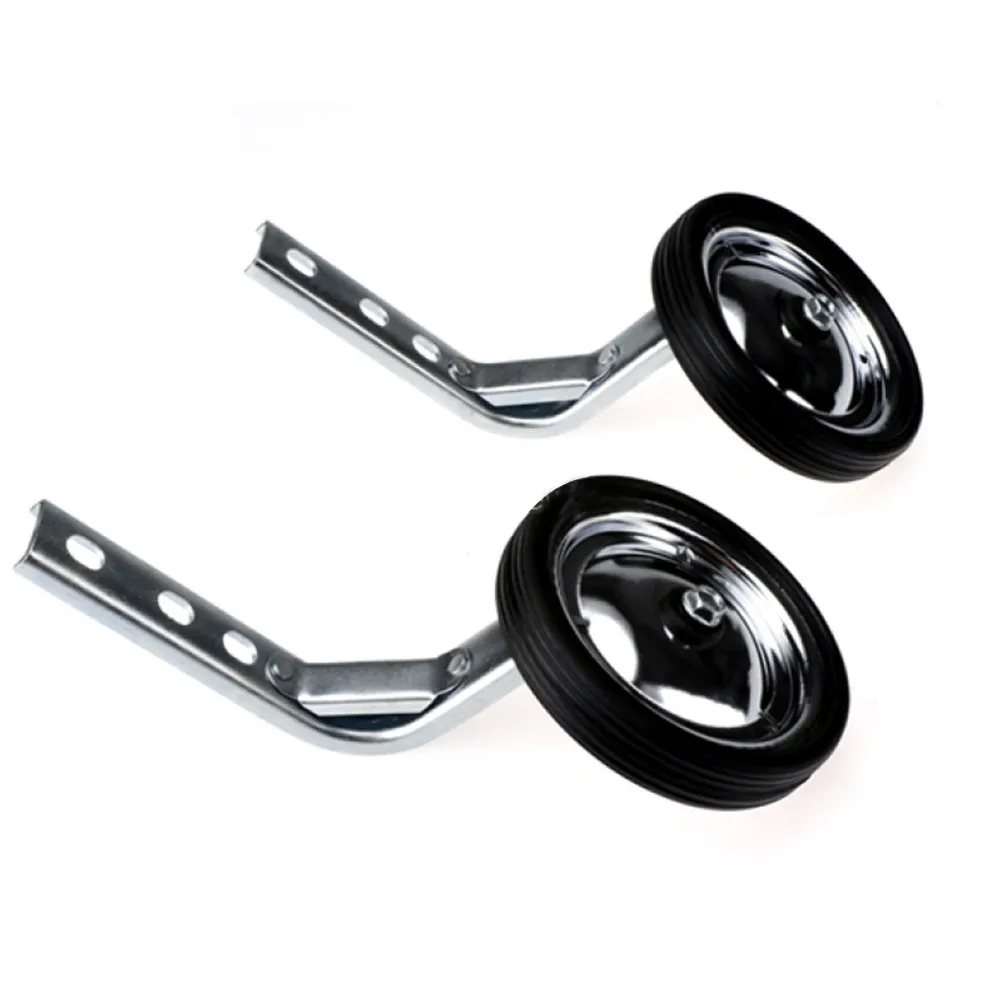 

Kids Bicycle Training Wheels Universal 14 16 18 20 Inch Heavy Duty Metal Construction Silver Black Color Fast