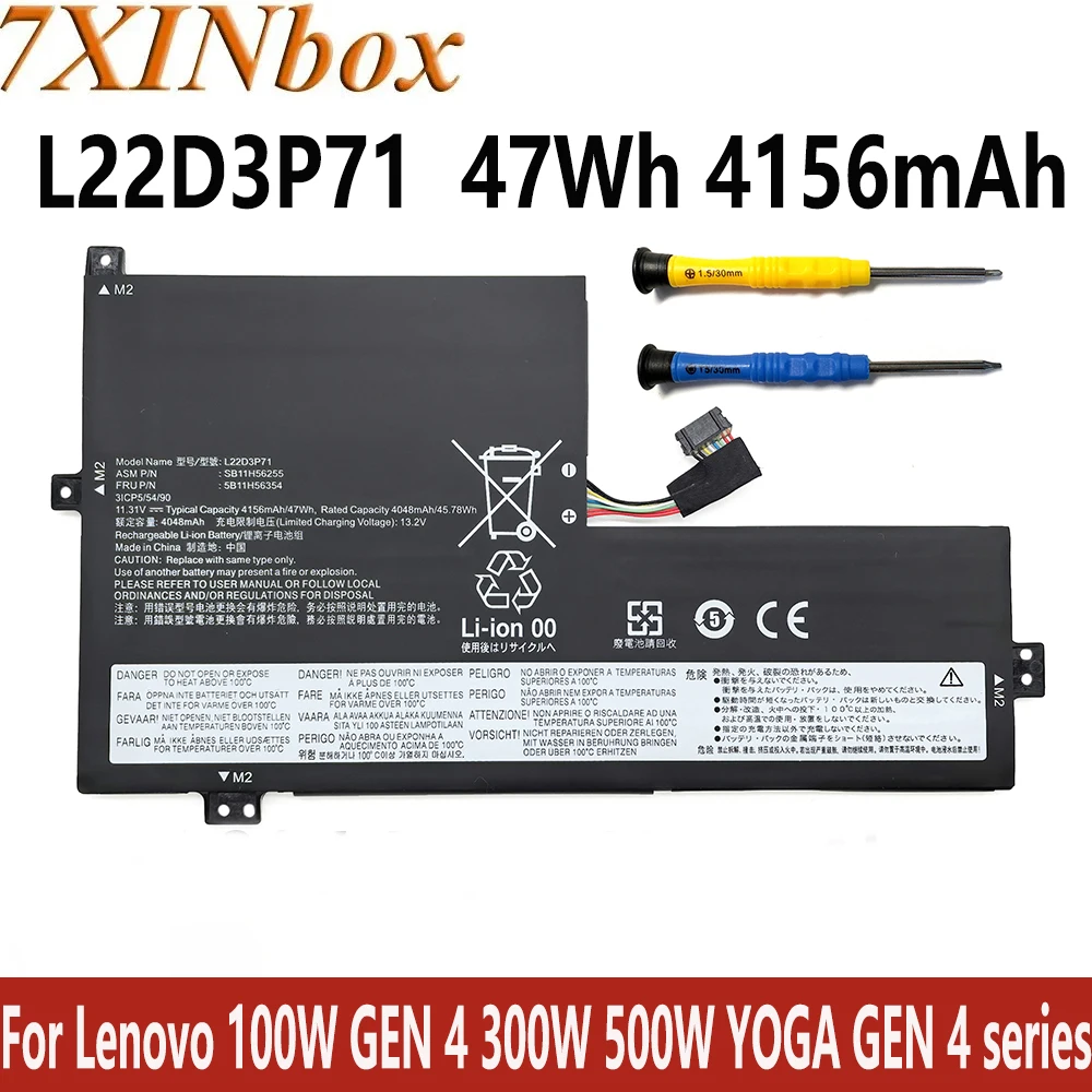 

7XINbox L22D3P71 L22M3P71 L22C3P71 11.31V 47Wh 4156mAh Battery For Lenovo 100W GEN 4 300W 500W YOGA GEN 4 series free tools