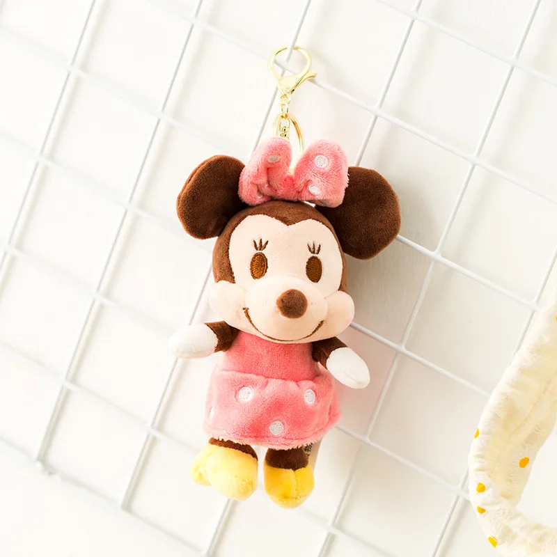 Genuine Disney Mickey Minnie Mouse Plush Doll Toys Keychain Fashion Backpack Pendant Decorations Kids Gifts