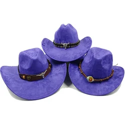 Suede Purple Cowhead Cowboy Hat New Cowboy Hat Suede Material Hat New Men's and Women's Outdoor Hat Knight Hat 2023