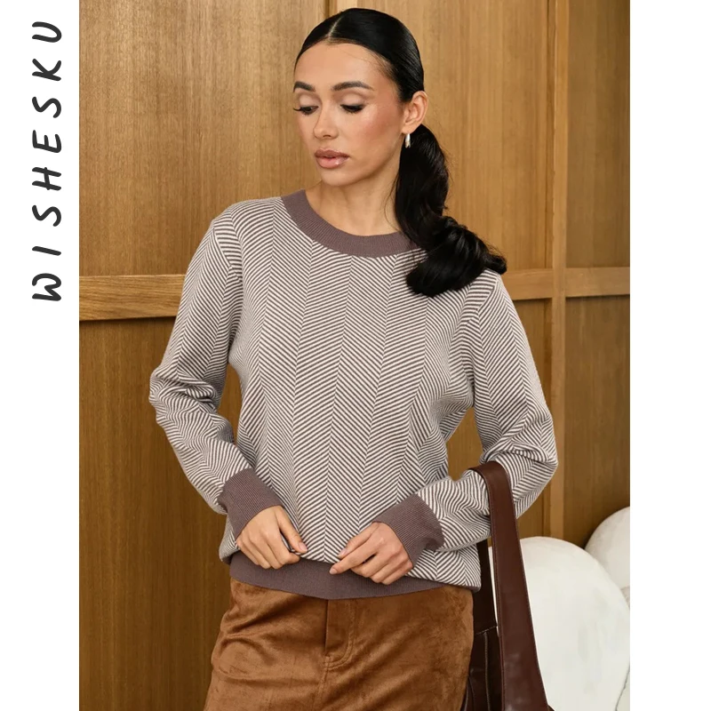 

Женские вязаные свитера с круглым вырезом и длинными рукавами, цветные лоскутные повседневные мешковатые пуловеры в стиле ретро, топ 202, осень-зима, элегантная одежда Y2K