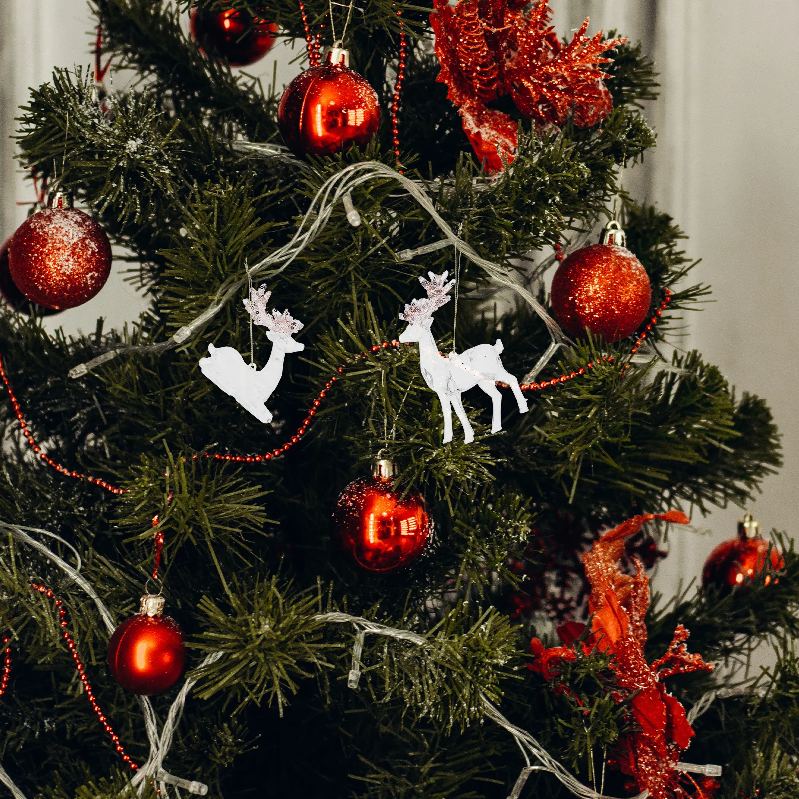 

2Pcs Acrylic Christmas Reindeer Hangings Clear Elk Ornaments for Xmas Tree Holiday Decorations Christmas Acrylic Elk