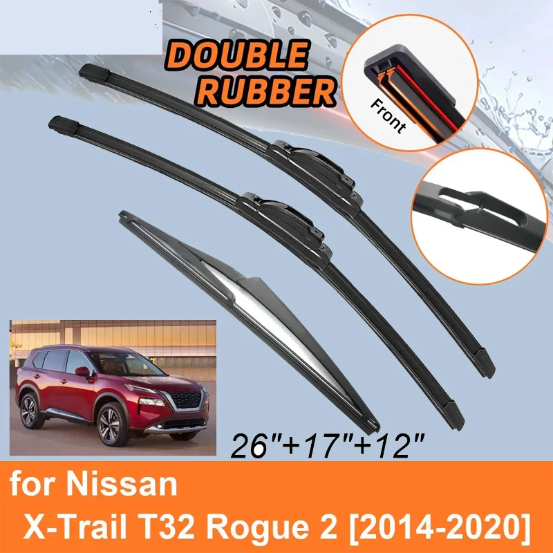 

Double Rubber Car Wiper Blades for Nissan X-Trail T32 Rogue 2 2014-2020 Rear Blades Accessories 2015 2016 2017 2018 2019 2020