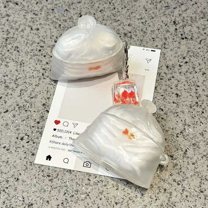 

Simulation Plastic Bag Small Goldfish Earphone Cover Creative AirPods 1 /2/4 Generation Apple Wireless Bluetooth Protective Case