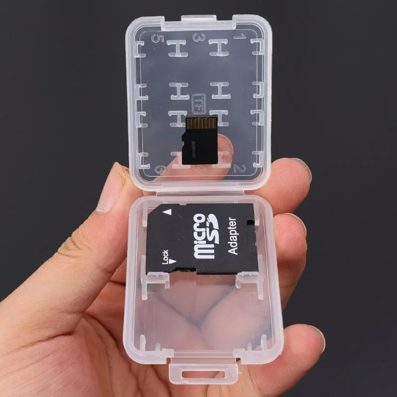 8 in 1 Clear Plastic Memory Card Case Stick Micro SD TF Card Storage Box Protection Transparent Memory Card Storage Boxes