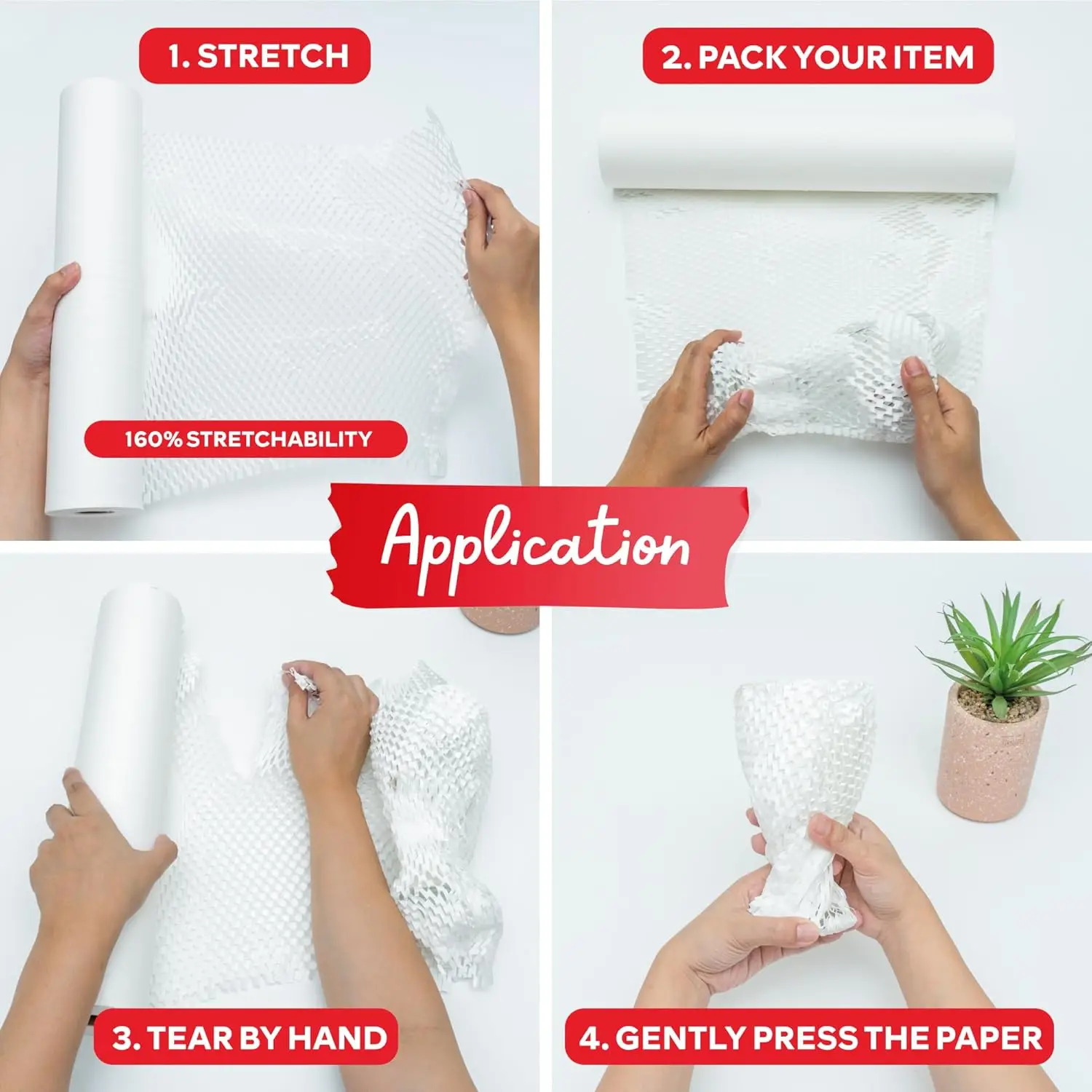 Kertas Kemasan Sarang Lebah Putih untuk Memindahkan Bungkus Sarang Lebah Gelembung 15 Inci x 131- Kaki, 30 Bahan Kemasan Stiker Rapuh