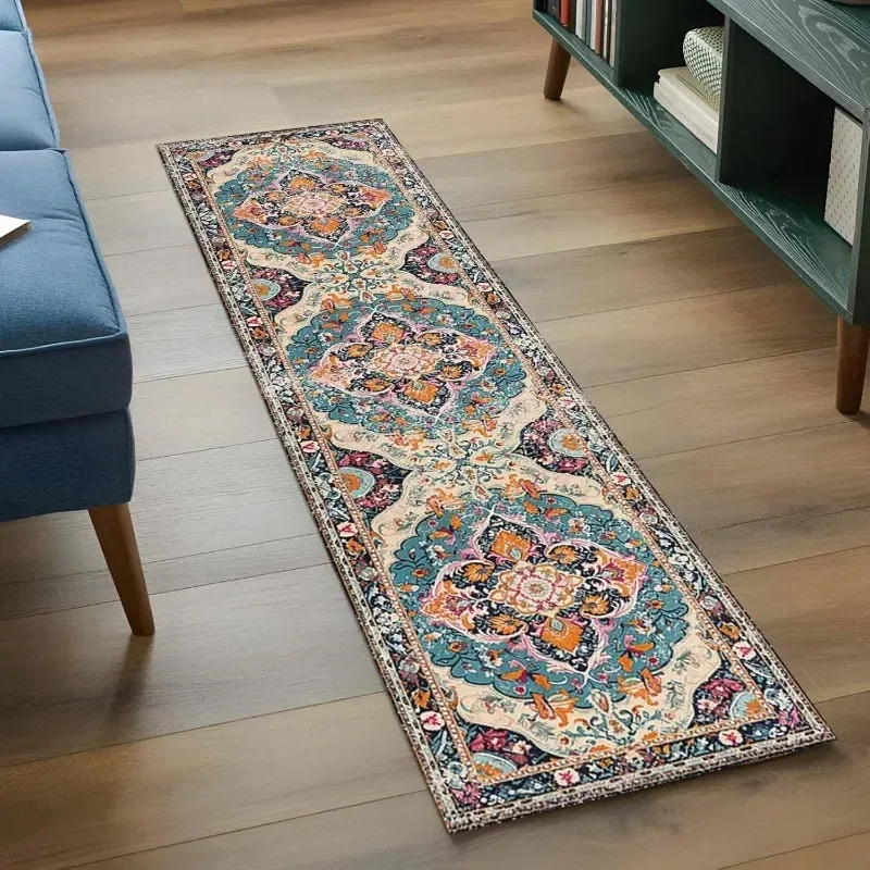 VIKAMA Vintage Ethnic Rug Durable And Machine Washable Entrance Hallway Doormat Kitchen Corridor Hallway Rug Home Decor