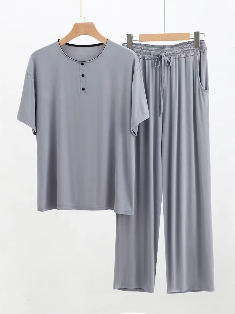 

New Modal Men's ort Sve Long Pants Home Clothes Set Comfortable Breathable Summer Spwear Casual Simple Sle