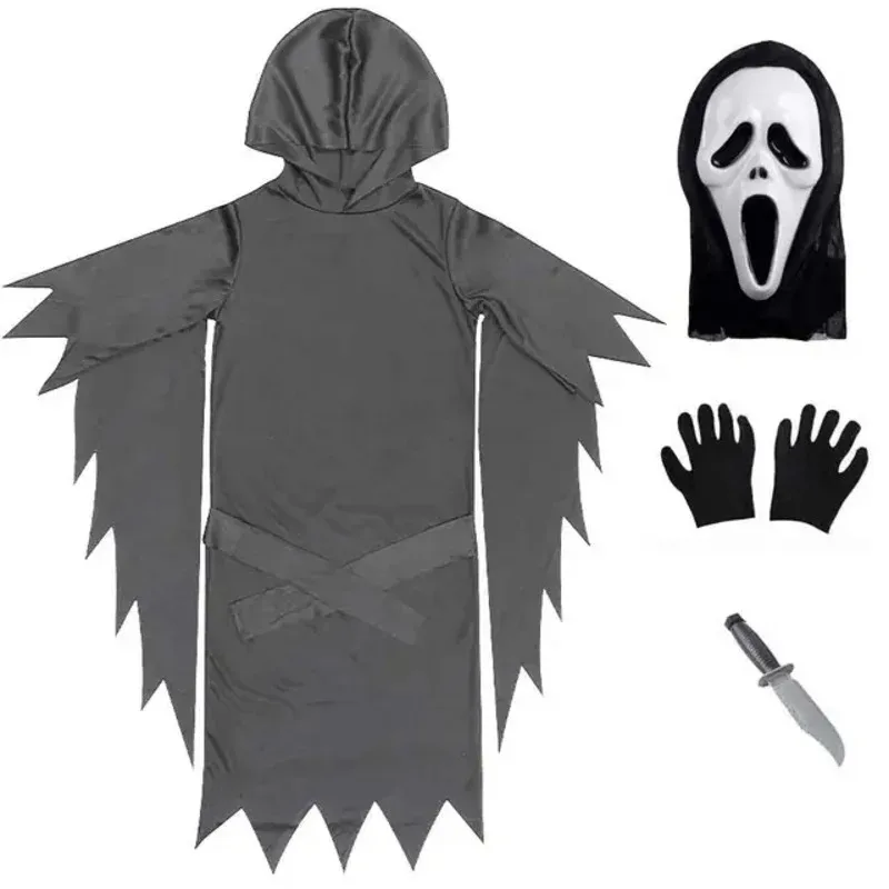 어린이 성인 악마 비명 역할 파티 할로윈 게임 의상 점프 슈트 무서운 죽음 좀비 코스프레 의상