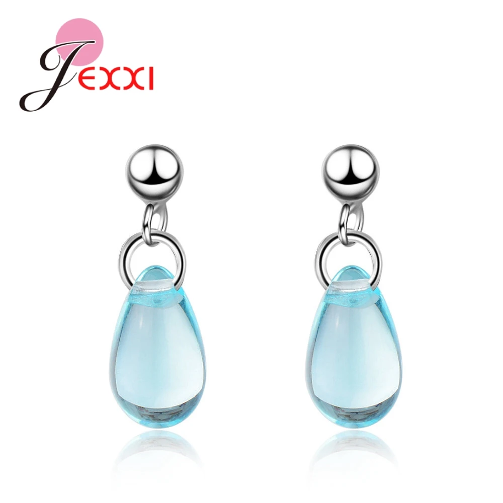 

Most Popular 925 Sterling Silver Noble Clear Blue Oval Shaped Crystals Drop Earrings for Women Banquet Party Ear Accessory