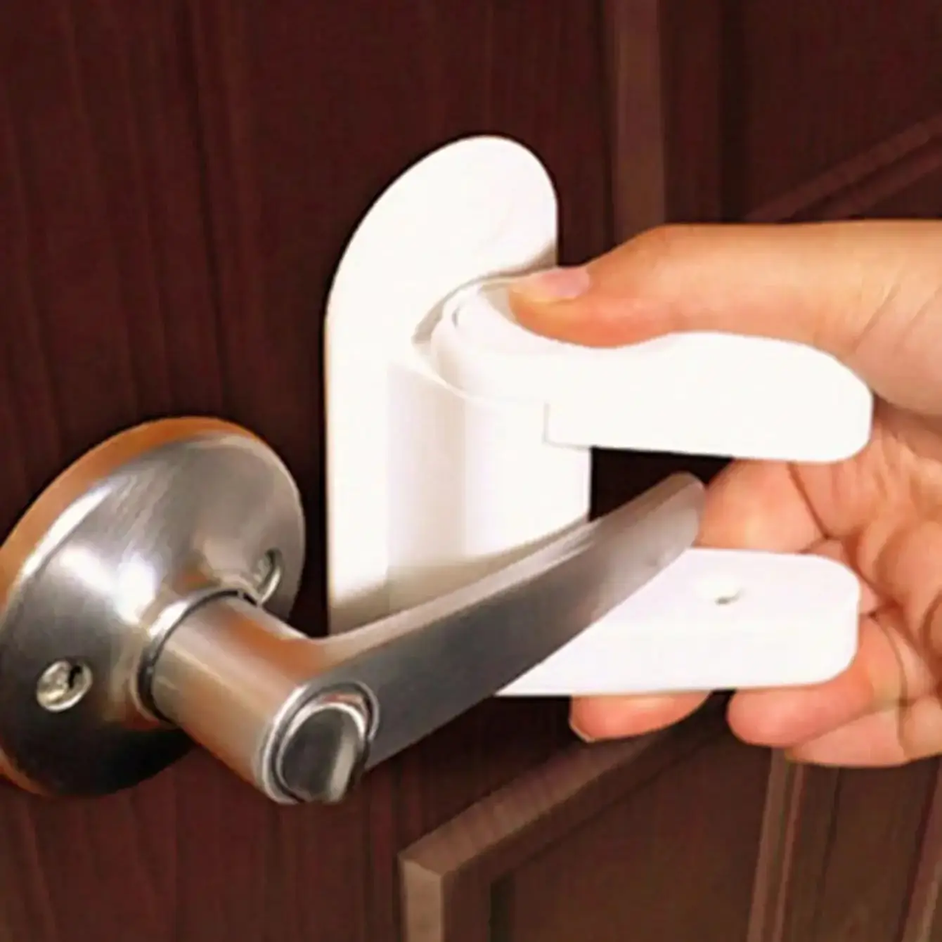 1pc- Child Safety Locks Door Handle Fixed Lock Baby Bnti-opening Door Lock Dynamic Function Safety Lock Punch-free