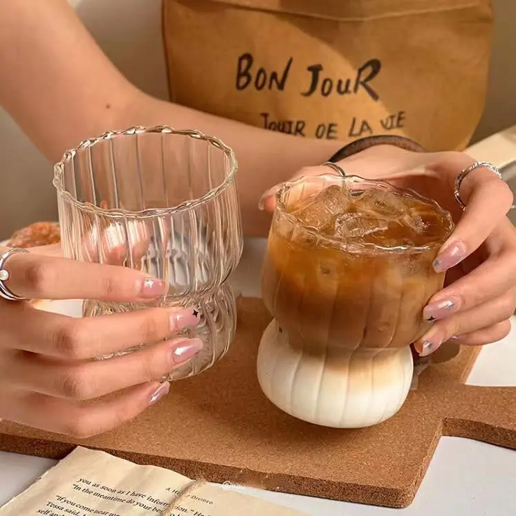 Heat Resistant Transparent Glass Coffee Mug Glass Breakfast Mug Latte Cup Milk Water Cocktail Glass Cup Beer Drinking Glasses