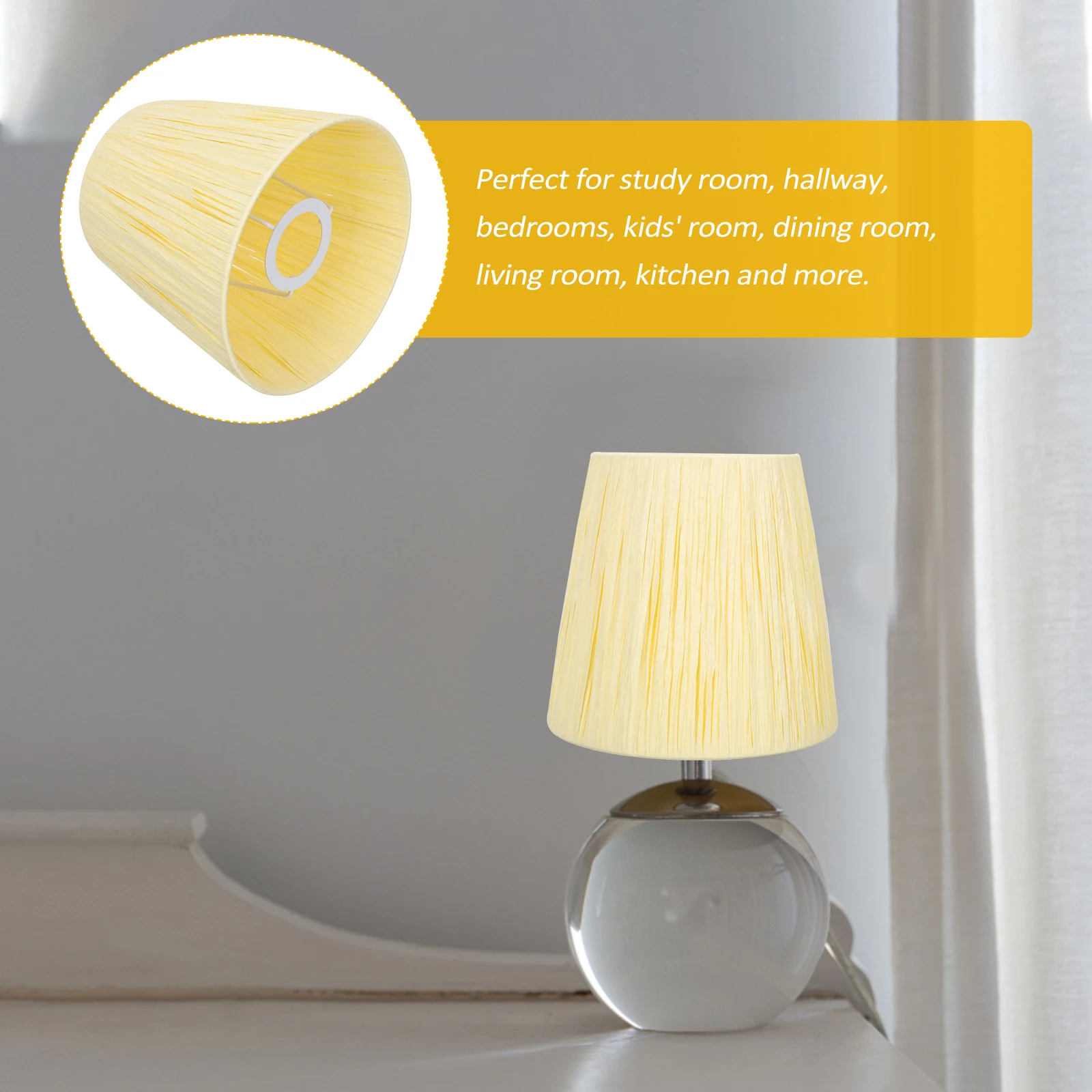 

Rafia Lampshade Yellow Paper Shades for Table Floor Ceiling Light Decorative Soft Light Kids Room Home Decor