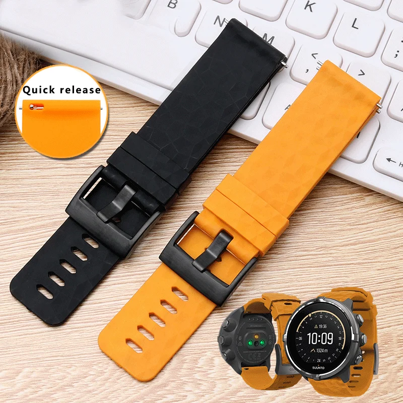 For SUUNTO TRAVERSE series Sparta Alpha watch 24mm Fashion Silicone Watch strap Black Orange Gray Nylon Rubber Soft Watchband