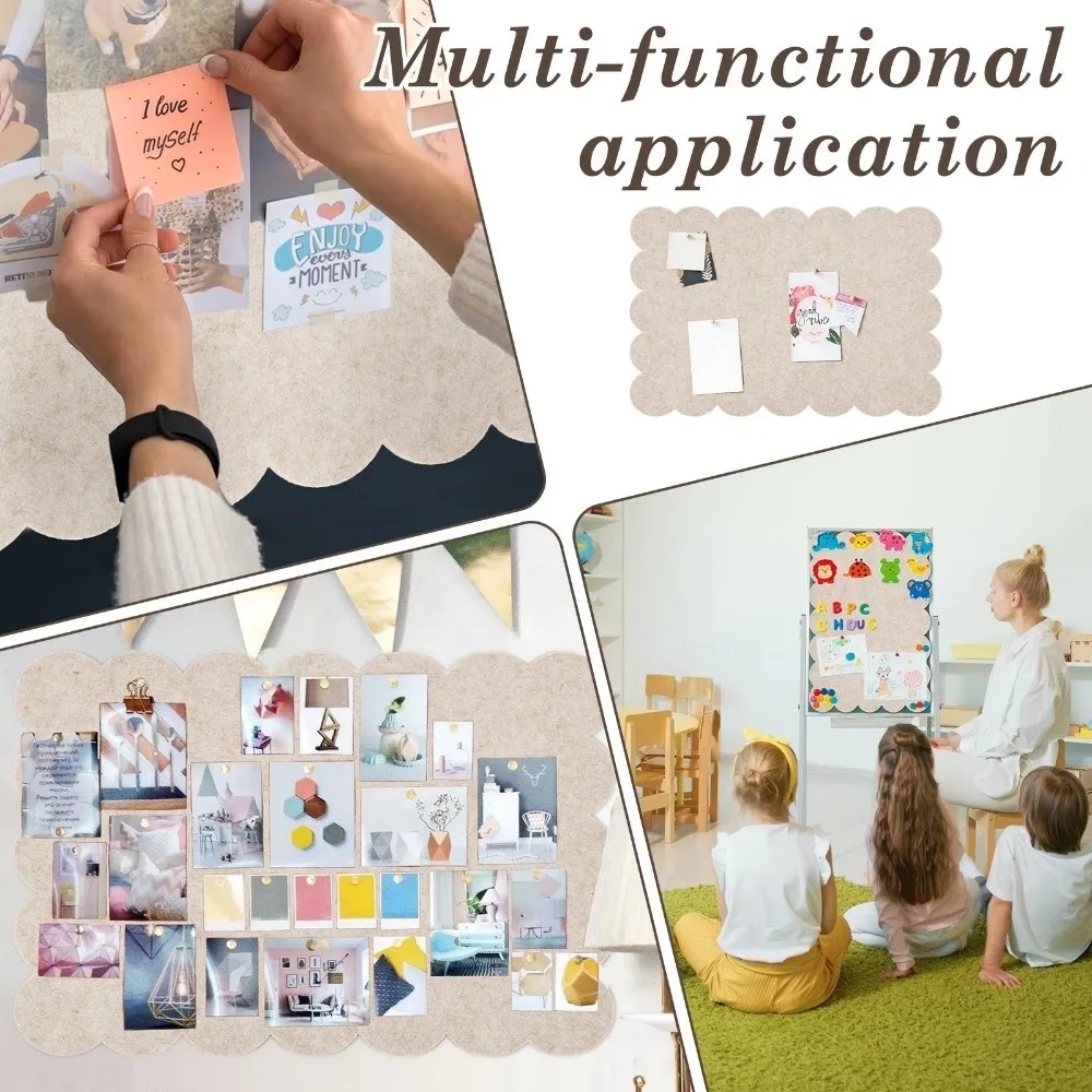 Felt Bulletin Board Multi-Use Large Decorative Panel with Double Sided Adhesive Scalloped Edges Photo Display Board