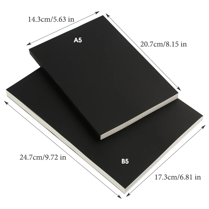 Schwarzes Cover a5/b5 Notizbuch, 128 Blatt/256 Seiten/Buch, leere, horizontale Linien-und Rasters eiten Büro-Studien notizen liefert CS-078