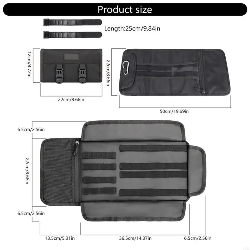 Tool Roll Wrench Includes Pouches Sockets Up Bag Electrician Y4QC