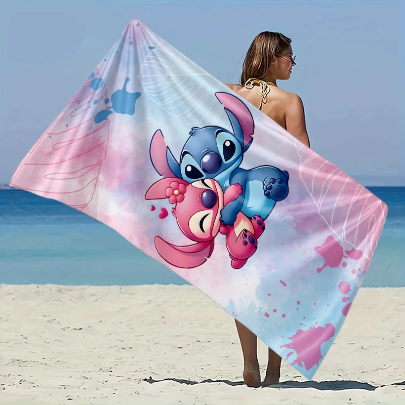 

Stitch & Angel Pattern Beach Towel - Ultra Fine Fiber, Lightweight & Quick - Dry for Beach Fun, Travel & Swimming Easy to store