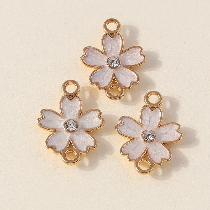 20 Stück gemischte niedliche weiße Emaille-Blumenanhänger für die Schmuckherstellung, DIY-Ohrringe, Halsketten, Armbänder, Zubehör – Detail 21