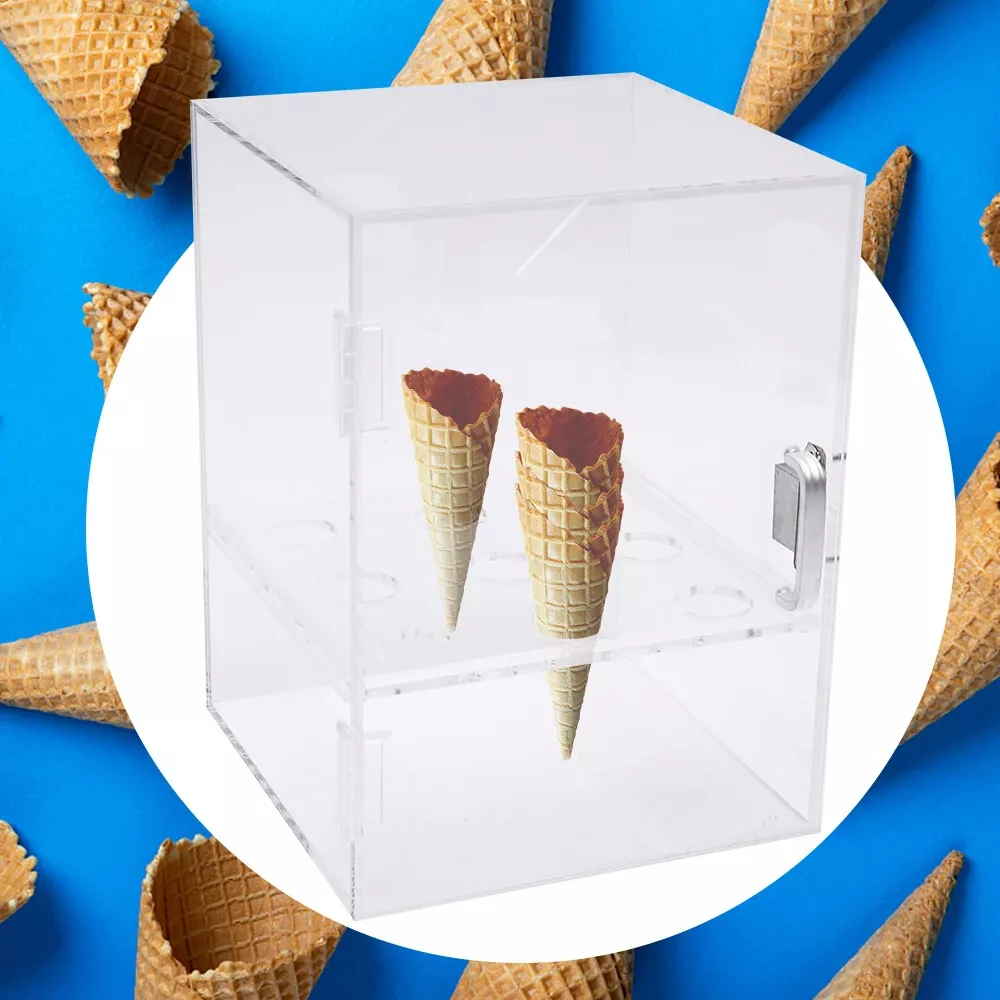 

Ice Cream Cone Holder - 9-Hole Clear Acrylic Display for Dessert Shops