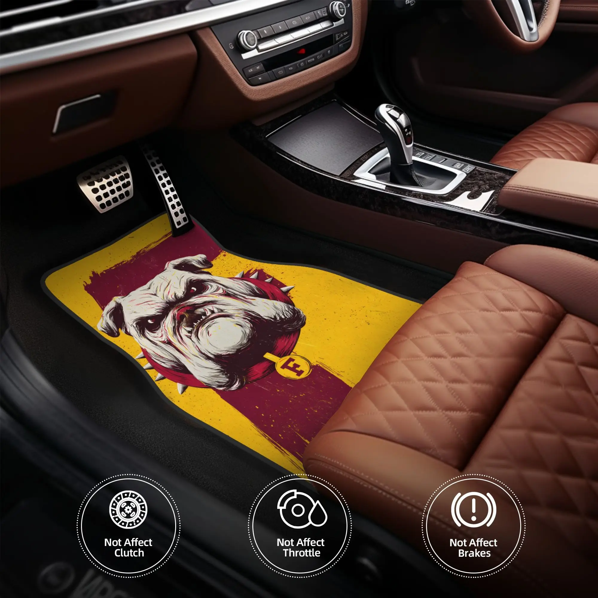 4pcs Angry Bulldog Face& Mouth Car Floor Mats-The Beauty Of The Interior Is Not Just About Luxury, But Also A Display Of Taste,