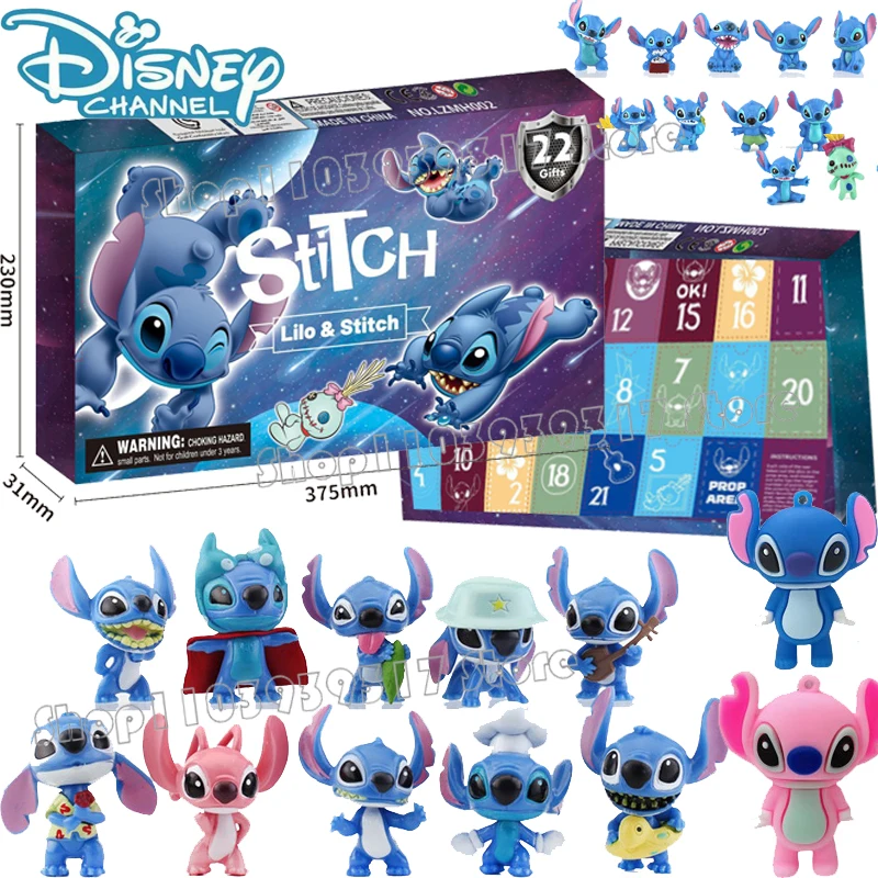 

2024 Disney Stitch Christmas Advent Calendar Surprise Gift Box Kawaii Lilo & Stitch Anime Character Decor Model Children's Toys