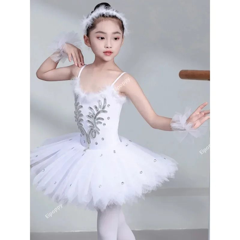 Jupes de Ballet blanches, Tutu professionnel, crêpes, Costume de danse du cygne pour filles et enfants, robe de soirée de ballerine