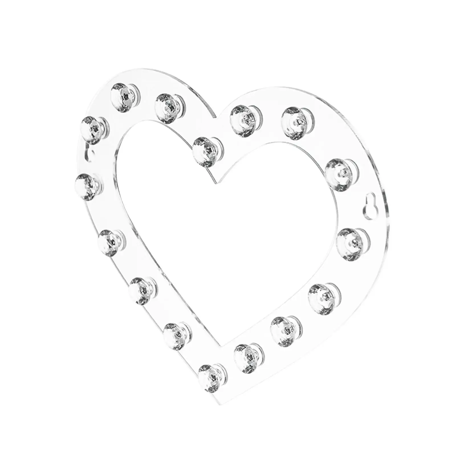 Organizador de joyas con 16 ganchos, estante acrílico en forma de corazón, gancho transparente para collar, soporte de joyería decorativo montado en la pared