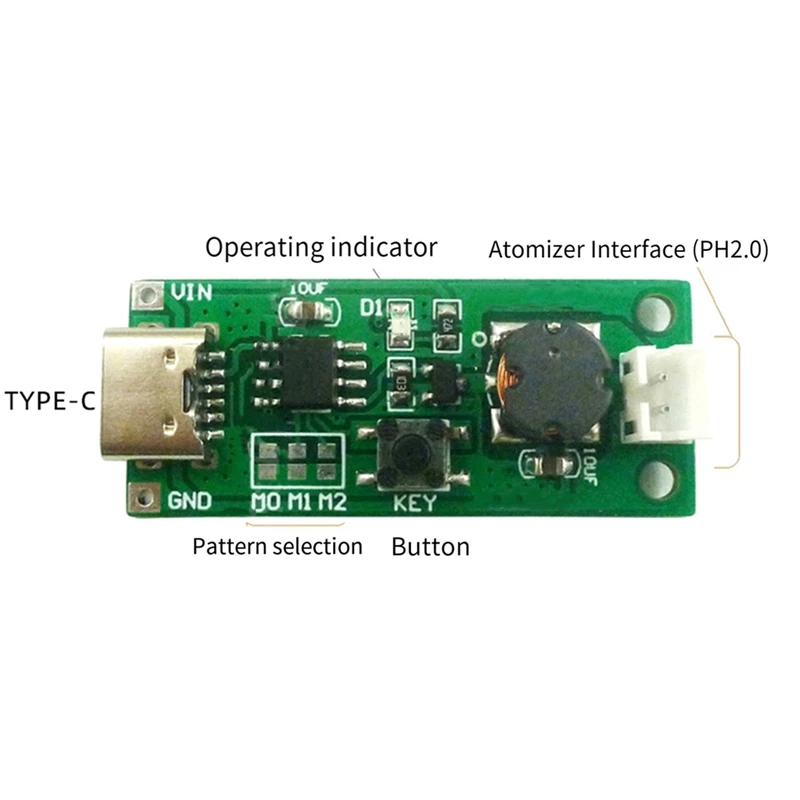 Daily USB Mini Humidifier DIY Kit DC 3.7-5.5V Type-C Mini Humidifier DIY Kit 330Ma Home Ultrasonic Air Humidifier