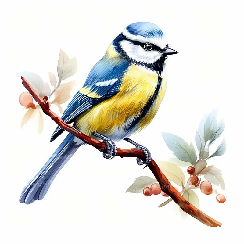 Watercolor Bird Standing On a Branch Wall Sticker Art Living Room Bedroom Cabinet Decoration Home Decor  Animal Stickers S306