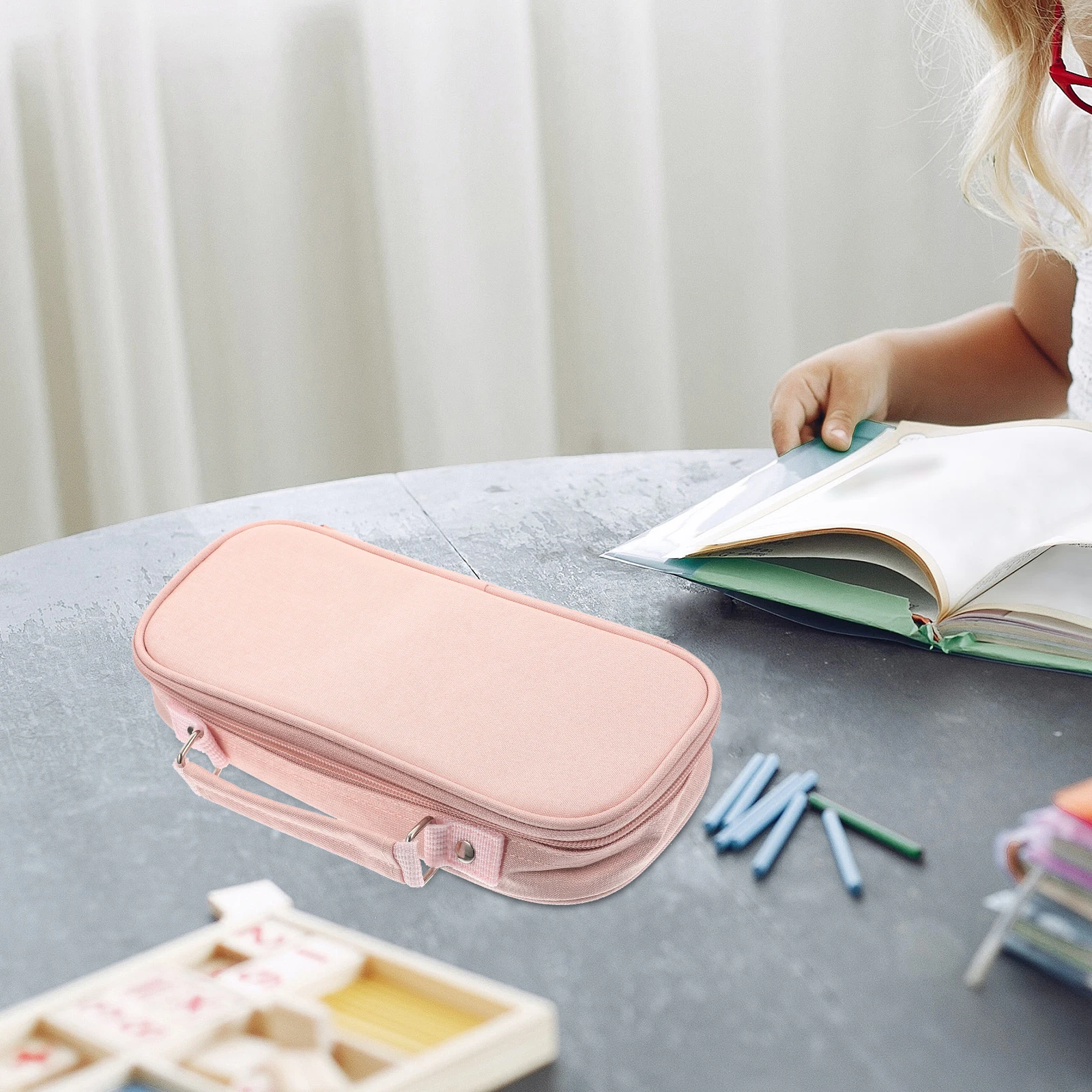 

Large Capacity Pencil Bag Lightweight Portable Stationery Organizer For Kids Students Canvas Zipper Pouch Multi-Function