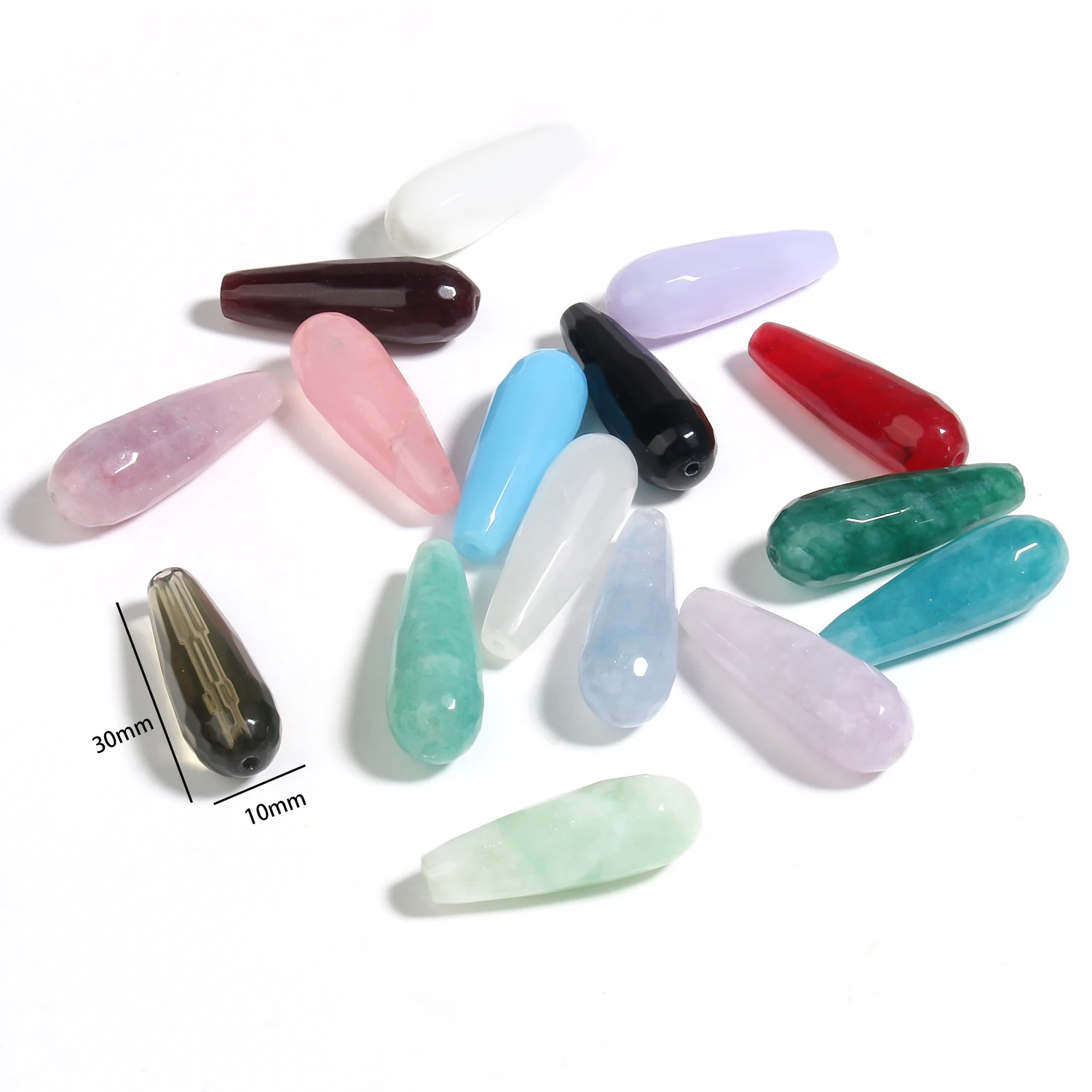 10x30mm Water Drop Smooth Amethysts Chalcedony Agates Labradorite Natural Stone Loose Spacer Beads For Jewelry Making Diy Bracel