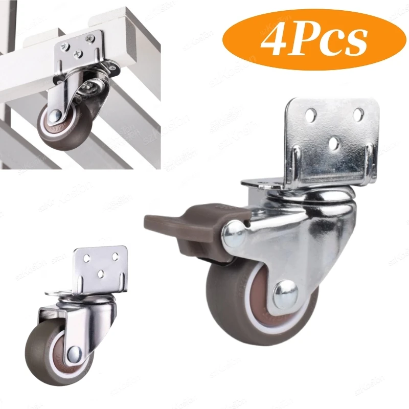4 Stück 1–2 Zoll Möbelrollen, verschleißfest, stumm, mit Bremse, universelle schwere Plattform-Trolley-Räder, 360-Grad-Lenkrolle