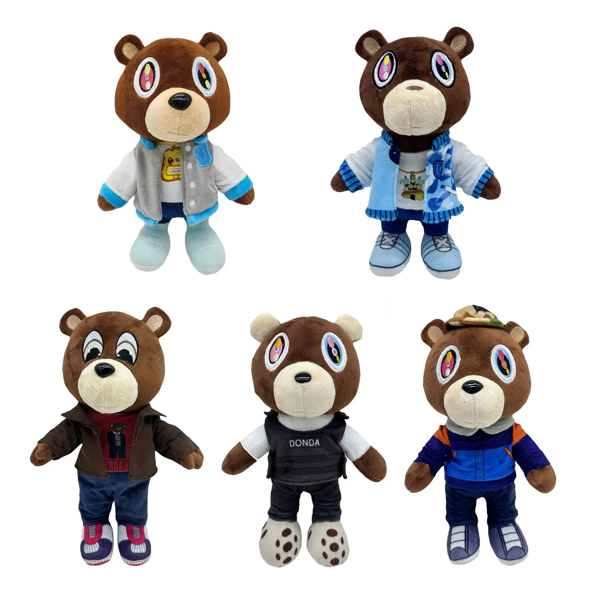 New Kanye Bear Kanye West With The Same Trend Bear Cowboy Bear Eyes Bear Plush Toy Doll Doll Trend Toy Bear Boy Gift Soft 30cm